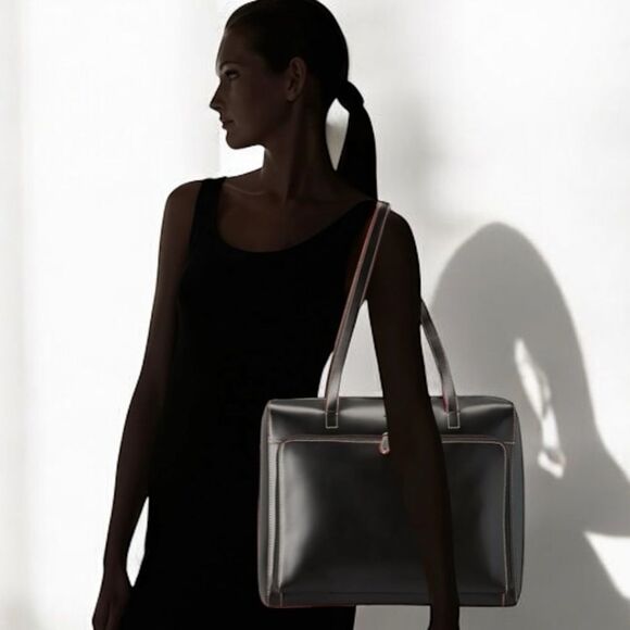 Lodis Audrey Zip Top Tote W/ Organization - Black with Red Trim - Picture 9 of 11